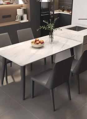 奢式岩板餐桌意椅极简家用小户亮面饭桌现代简22140约轻亮光方形