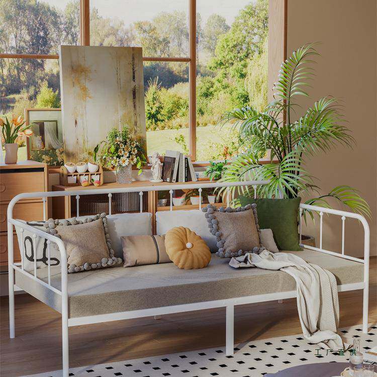 欧式铁艺沙床单人铁小发户985客厅书房午睡简约现代型铁艺沙发架