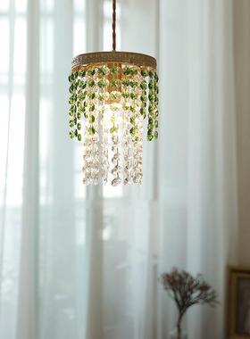 复古法式玻形璃吊RHP7421灯卧室房水餐厅欧式轻奢圆书全铜流苏玻