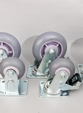 4寸8寸轮重型双轴灰色TP轮万向橡胶静音R拖轮子推车4寸车承重减震