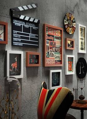 复古工业风t5662928片框墙面创意相组合酒吧餐厅饭店墙照怀旧装饰