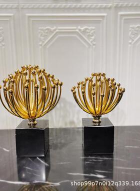 轻奢创意样大理件店石金属花蕾家居摆板房电视柜铺橱窗装饰MET190