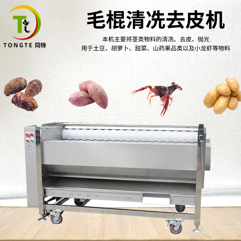 全自动果蔬毛辊清洗脱皮机