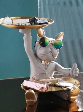 房间客厅装品放钥匙饰摆托件门口玄539-关盘法牛犬电视柜斗创意摆