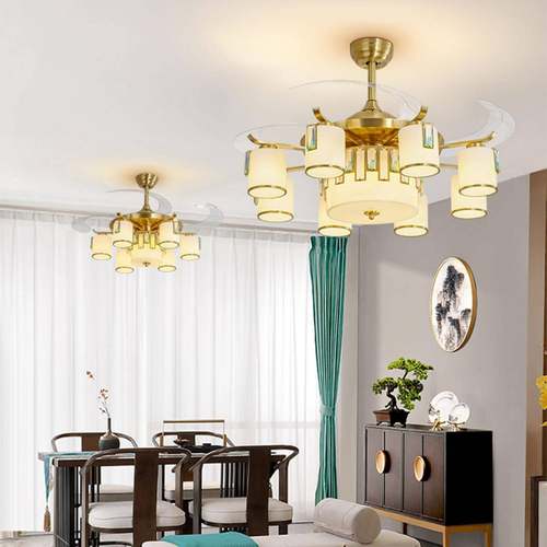 风扇灯见描述20扇2款5年新全铜扇餐厅灯一体新中式客厅吊灯家用le