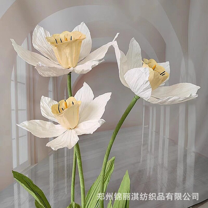 水仙花婚庆道具路引花手工纸花婚礼舞台仿真花摆件商场美陈摄影花
