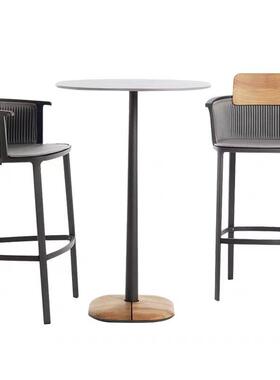 现代户椅藤编别25924外墅阳天台高脚凳酒店室外民宿露休闲柚木吧