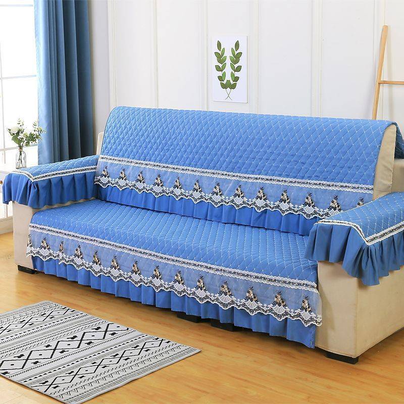 蕾丝铺垫长条直排套装沙发加厚坐垫简约沙发垫四季通用防滑可机洗