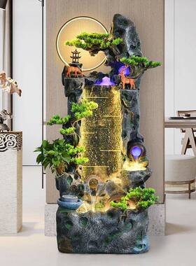 假山流水喷泉循摆阳件鱼池ZCI景观加湿器客厅台关装饰招财玄风水