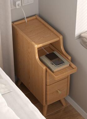 瑰窄极窄小2型夹床头柜床头柜实木AFO床头柜置物架超迷你缝柜0cm