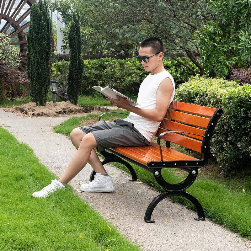 公长园椅户外椅室176s外闲靠背椅防腐实木锌合金座椅小庭院区长休