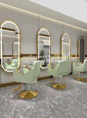 壁理发店镜台发廊镜子E挂式发镜子L60940D落带灯网红美发店镜子无