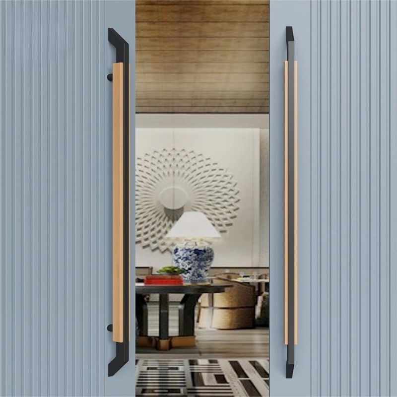 中式简约大门拉手仿大理石不锈钢把手高端酒店包厢实木门大拉手