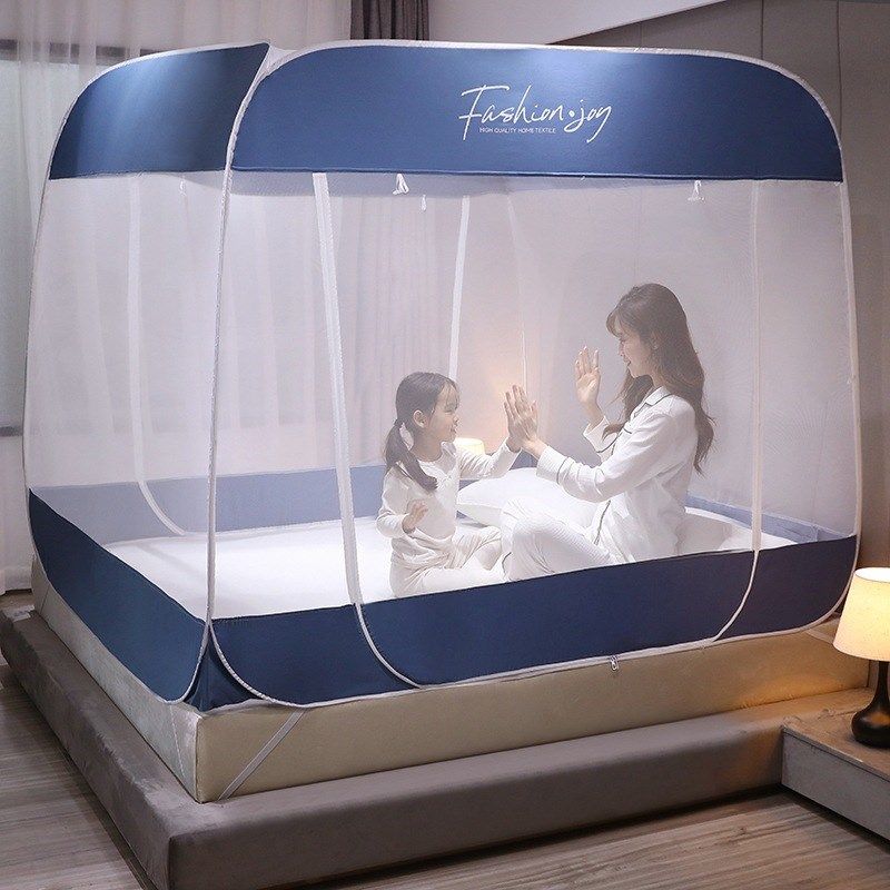 厂家蚊帐免安装防摔蒙古包蚊帐家用方顶纹账1.5m1.8米床加密