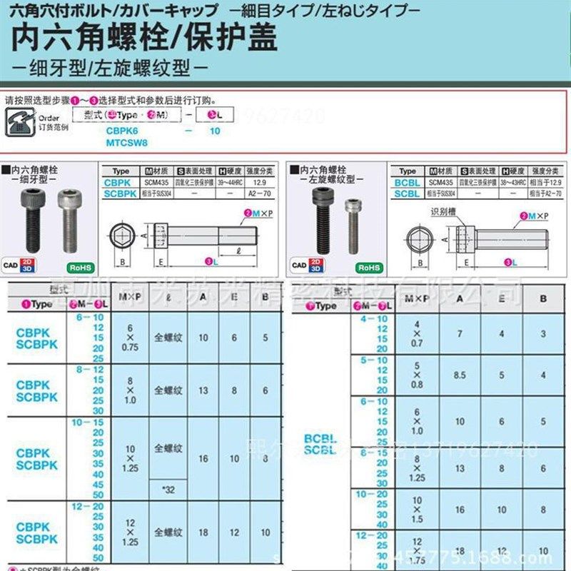 内六角螺栓 细牙型 CBPK10-15/20/25/30/35/40/45/50 代替米苏米,五金/工具,螺栓,淘宝优惠券,粉丝福利购,淘宝优惠卷