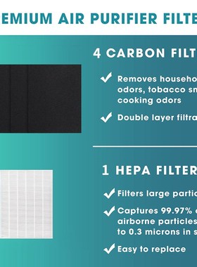 适配 WINIX空气净化器115115 替换过滤器滤芯 HEPA1片活性碳4片棉