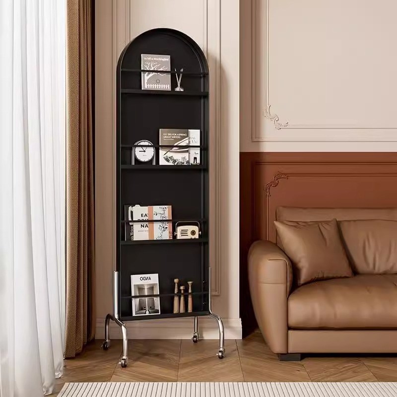 可移动镜子全身镜落地家用杂志架书报置物架旋转穿衣镜卧室试衣镜