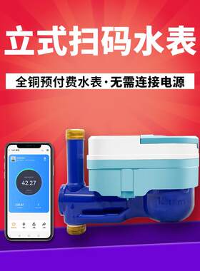 泳池垂直扫码水表，蓝牙预付费水表，家庭智能全铜专用国家标准