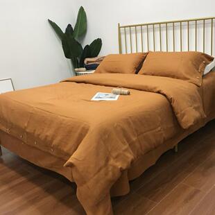 13265894支麻加密厚重工洗四件水套汉素色汉麻亚加麻床单被套厂家
