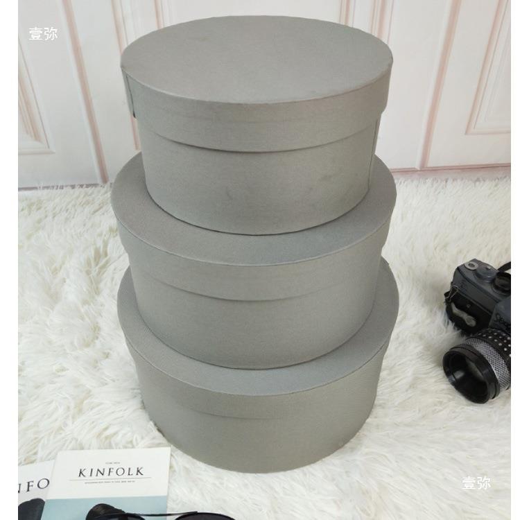 圆柜形储硬纸板小无品牌/物盒收盒纳书柜衣柜展示摆件灰色白色米