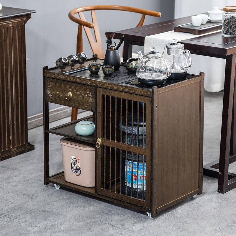桌家用可移动茶台SAG客式厅茶简小型茶几茶水柜烧水壶约一体实木