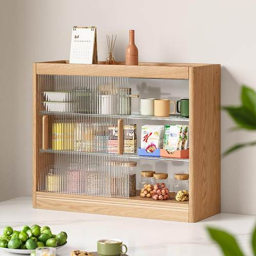 实木面储物桌柜现代简示约餐厅家用门餐边柜玻璃移展柜收纳置AWC