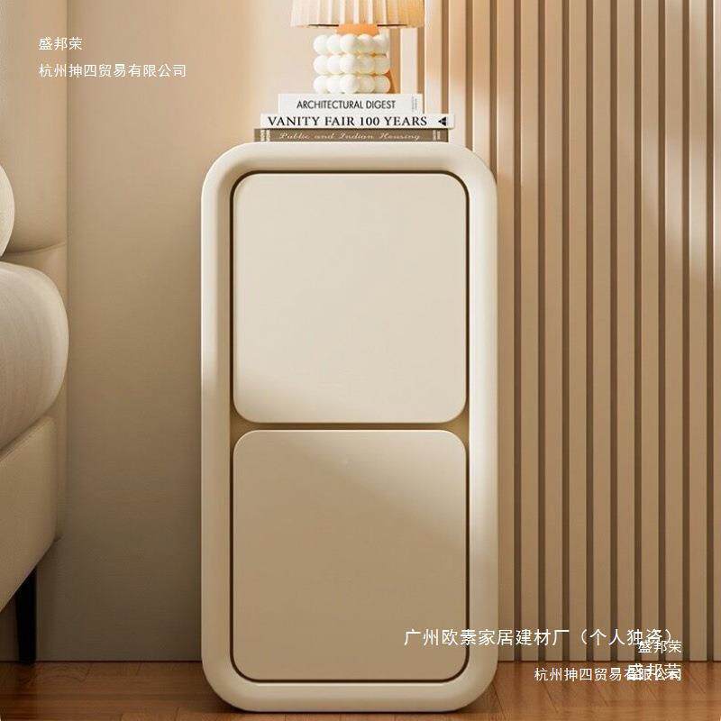 窄款实木奶易油风头柜床IEJ边夹缝层柜床抽屉式三简小型儿童卧室