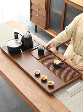 简易高端竹木整块茶盘电款干排泡茶小台办公室木AWI家用水型茶台