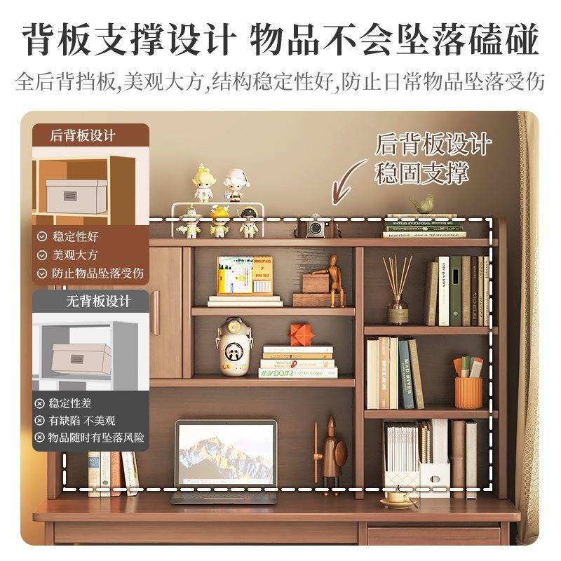 实木学习桌书桌书架一体桌子学生家用书柜初中作业桌写字台电脑桌