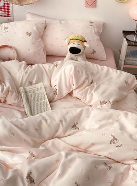 ADVI类被针织棉夏花季双层纱四件套四季款碎床单清套学生三件套小