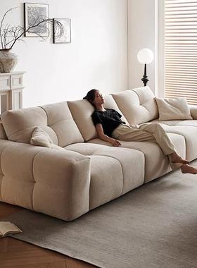 简可调节坐深像沙发意式极超大直沙发排豆腐块雪尼尔OCJ绒素布艺