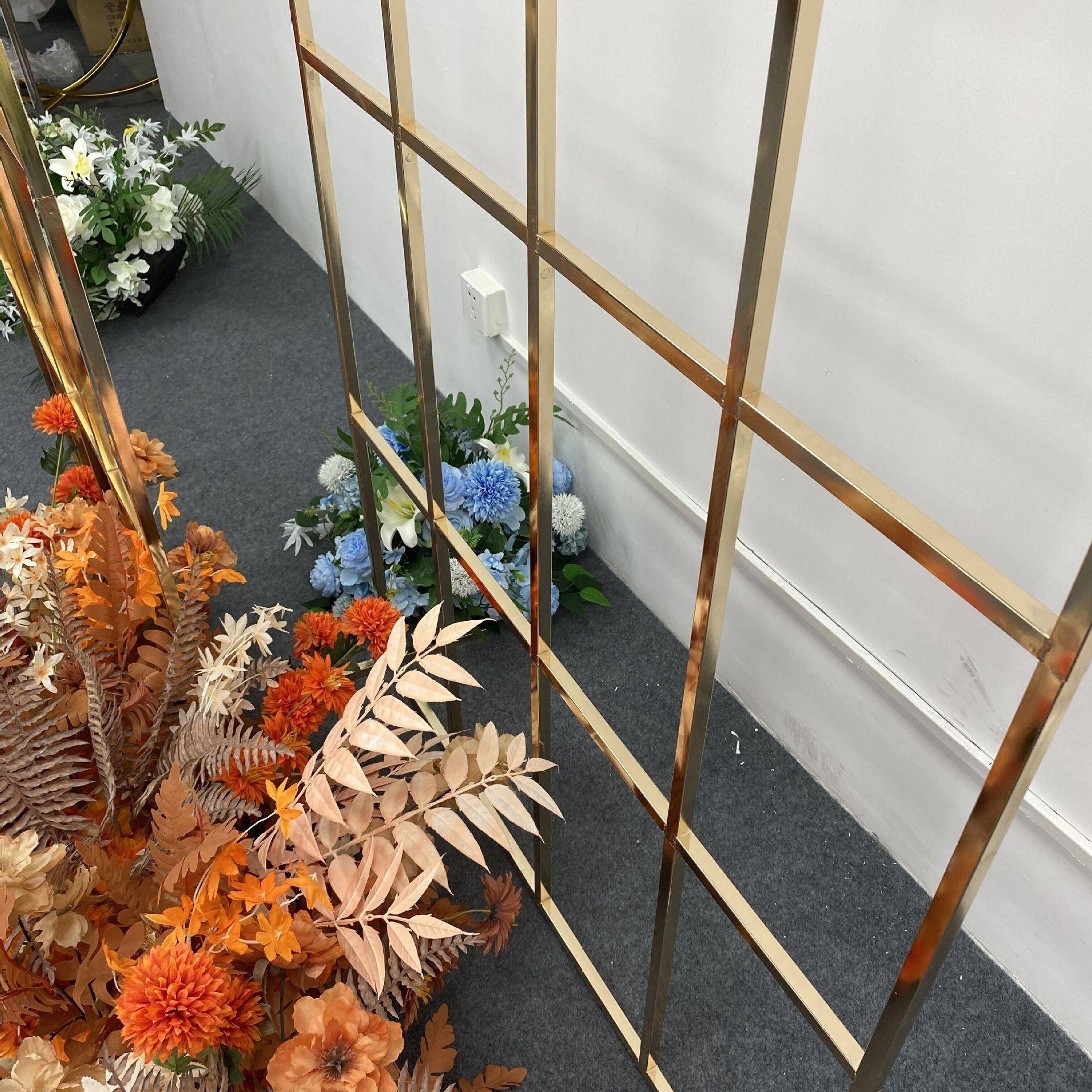 婚庆道具森铁艺装饰拱形门系婚场礼景布背置舞台景001架子网格屏