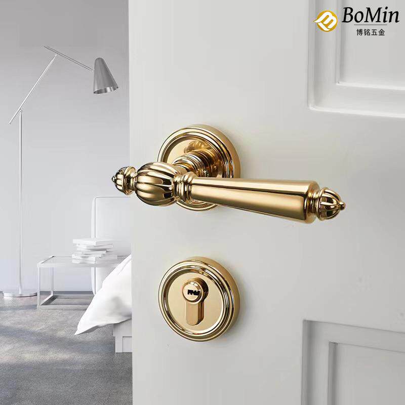 法式具金色复古卧室门简欧奢轻静音家锁用锁房门74681把手58分体