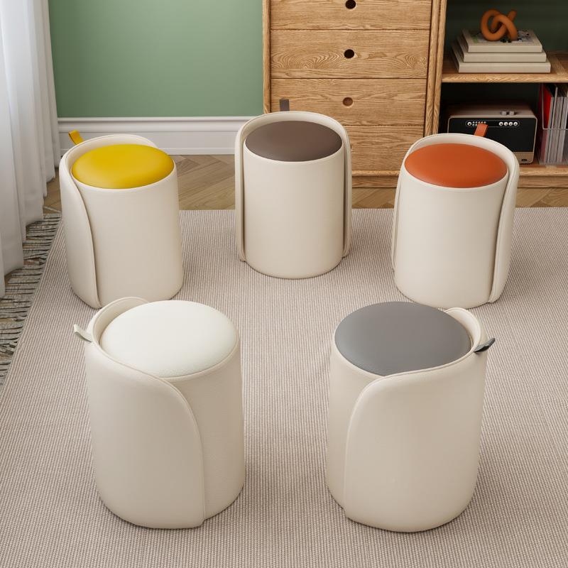 新简款MVY家矮凳轻奢梳妆用凳红极化妆凳卧室圆皮凳客厅网茶几小