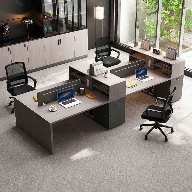 职LCD人员办位公桌简约现代员工4四位屏风电工脑办公室桌椅组合桌