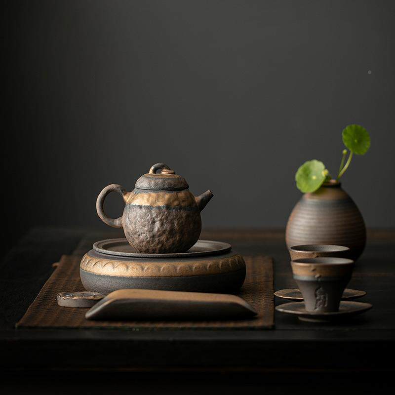 泡日式WRQ粗单陶创意茶壶仿柴烧陶瓷家用单壶手工复古带小过滤个