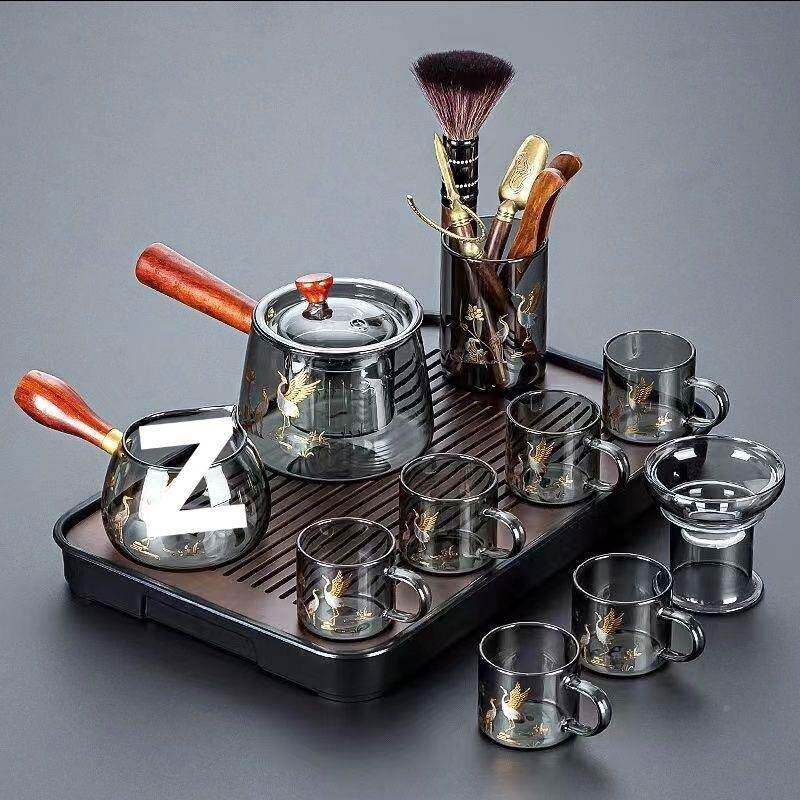 烟灰色玻茶具璃装用轻奢高档套透明茶壶办公家室泡AZO茶喝茶套餐