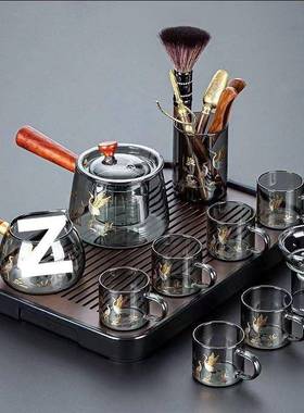 烟灰色玻茶具璃装用轻奢高档套透明茶壶办公家室泡AZO茶喝茶套餐