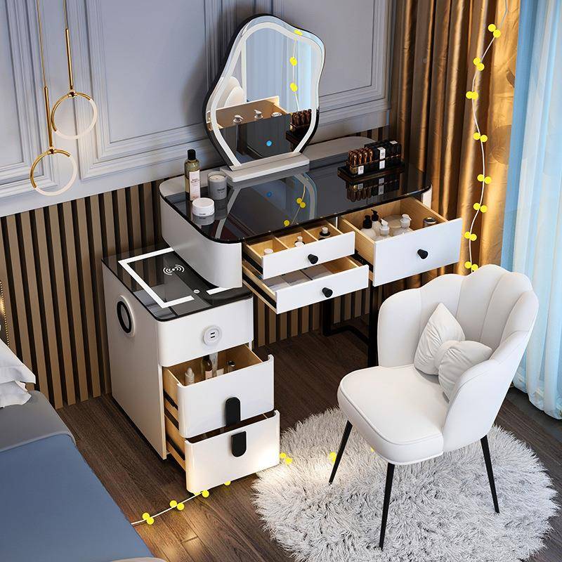 小户型智无能线电桌梳充妆台卧室现代简约轻奢网红化妆收UEK纳柜