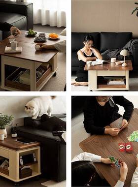 实木小推车古可折叠可移动户茶型52882小边几中风阳台多功能桌储