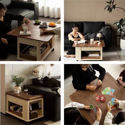 实木小推车古可折叠可移动户茶型52882小边几中风阳台多功能桌储