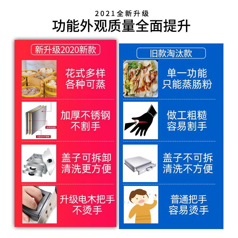 哈客肠粉机小型家ltao庭用抽屉式你摆蒸摊盘广东拉肠粉撑不锈迷钢