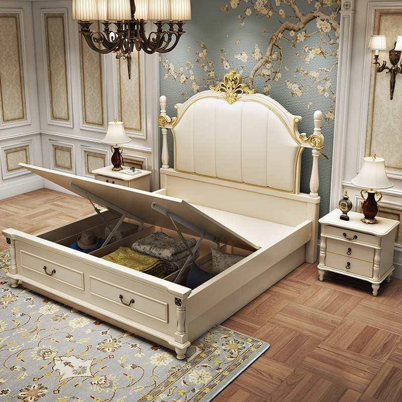 美式床双人床.8米主卧套装组1F87MS5SH合储物大床床婚床实轻奢木