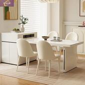 现代简约岩奶岛台餐桌椅组合PUC可伸缩小户型板煮餐厅油风泡一体