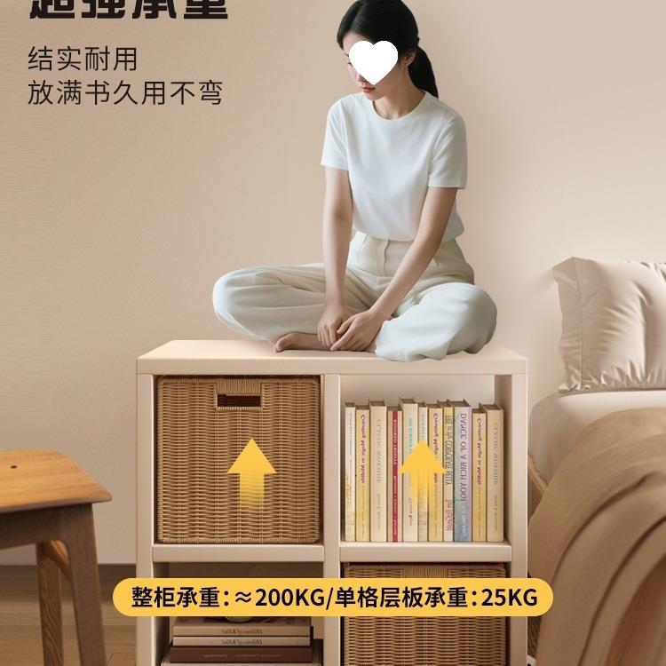 带框格子柜儿童奶多功能收纳柜卧室房VYH间法家用式油风落地书靠
