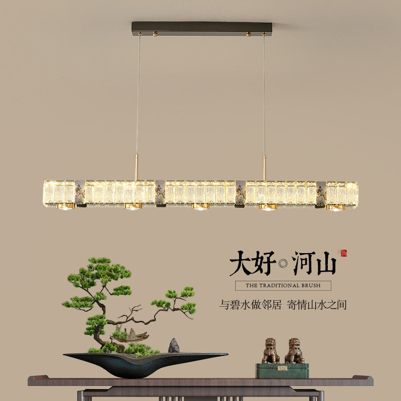 新款现代简约LED长方形餐厅吊灯