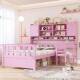 内套书桌和配椅 10038369带书架 木置质平台子床 粉色