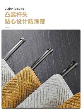 灰色旋转卫巾架多杆全铜生间毛巾杆浴室折毛叠挂F7679H99杆置物免