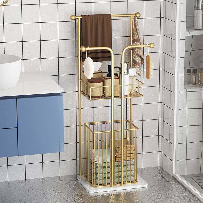 艺卫架生间浴室浴缸边置物架落浴地轻奢岩板巾毛巾收纳AXD子铁脏