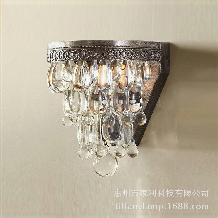 厂家供美式乡村水晶晶直JLB313葡萄水滴复莹古壁灯蜡烛卧室风格意